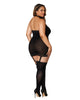 Dreamgirl Plus Size Sheer Garter Bodystocking with Thigh High 0035X Queen Size