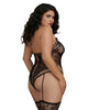 Dreamgirl style 0329X Plus Size Lace Teddy Bodystocking with Thigh High Stockings