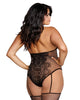Dreamgirl style 0354X Plus Size Fishnet & Lace Open-Cup Teddy Bodystocking