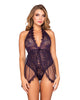 Dreamgirl lingerie 11513 Halter Plunge Front Stretch Lace Teddy