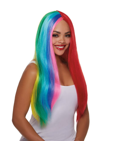 DG 12312 Dreamgirl Primary Rainbow Wig