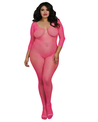 DG 0015X Plus Size Fishnet Open Crotch Bodystocking