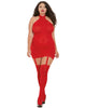 DG 0035X Plus Size Sheer Garter Bodystocking with Thigh High