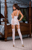 DG 0074 Floral Lace Gartered Bodystockings White