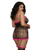 Dreamgirl Lingerie 0187X Plus Size Stretch Lace Halter Garter Dress with Ruffled Lace Accents