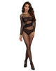 Dreamgirl 0323 Stretch Fishnet Long-Sleeved Bodystocking with Opaque Knit Detailing buy at FemmeFatale U4Ria Singapore