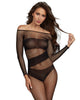 Dreamgirl 0323 Stretch Fishnet Long-Sleeved Bodystocking with Opaque Knit Detailing buy at FemmeFatale U4Ria Singapore