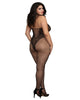 Dreamgirl 0326X Plus Size Fishnet Bodystocking with Knitted 'Teddy' Design