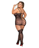 DG 0383X Plus Size Knitted Lace Garter Dress with Criss-Cross Detail