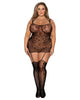 DG 0383X Plus Size Knitted Lace Garter Dress with Criss-Cross Detail