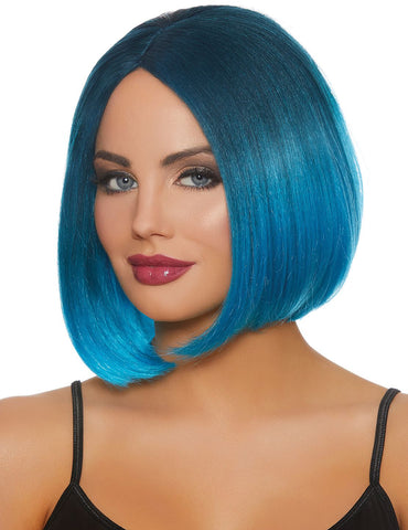 DG 11323 Dreamgirl Mid-Length Ombré Bob Wig Steel/Bright Blue