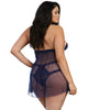Dreamgirl style 11503X Plus Size Stretch Lace and Mesh Babydoll with Matching Panty.