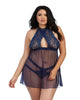 Dreamgirl style 11503X Plus Size Stretch Lace and Mesh Babydoll with Matching Panty.