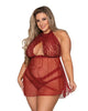 Dreamgirl style 11503X Plus Size Stretch Lace and Mesh Babydoll with Matching Panty.