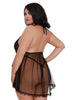 DG RD 11773X Plus Size Halter Plunge Front Stretch Lace Teddy