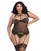 Dreamgirl 11839X Plus Size Scalloped Bustier-Styled Strappy Garter Lingerie