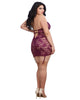 Dreamgirl 11843X Plus-sized stretch lace garter slip with sheer striped elastic details