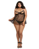 Dreamgirl style 11845X Plus Size Open cup mesh babydoll with Venise lace trim details