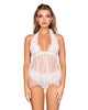 Dreamgirl Lingeries style 12190 Retro Short Stretch Lace & Mesh Halter Babydoll with Fly-A-Way Back