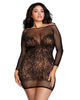 Dreamgirl 12246X Plus Size Fishnet & Lace Versatile Long-Sleeved Chemise