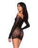 Dreamgirl Lingerie style 12512 zebra patterned off-shoulder knit seamless chemise with thumbholes