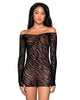Dreamgirl Lingerie style 12512 zebra patterned off-shoulder knit seamless chemise with thumbholes