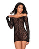 Dreamgirl Lingerie style 12512 zebra patterned off-shoulder knit seamless chemise with thumbholes