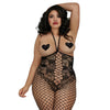 DG 0268X Open-Cup Bodystocking with Knitted Lace 'Teddy' Design Black Buy in Singapore Femme Fatale Lingerie 