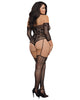 Dreamgirl 0310X Plus Size Fishnet Teddy Bodystocking with 3/4 Length Sleeves